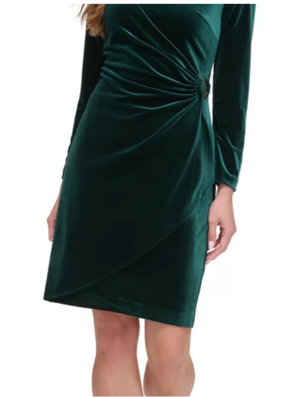 DKNY women's green velvet wrap midi dress Size 8 - Picture 4 of 12